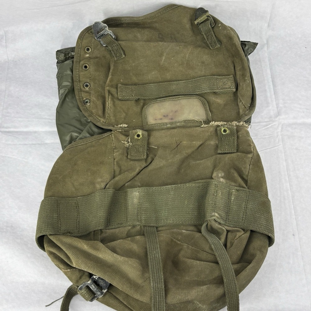 US Army Field Pack Canvas Combat Butt M-1961 Vietnam War Era Heavy Wear Salvage